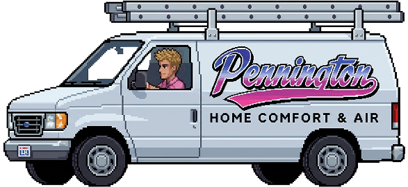 Josh Pennington, owner and lead technician, with the Pennington Home Comfort & Air branded service van